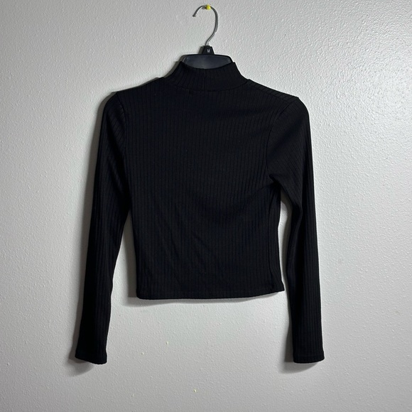 One Clothing Women Turtleneck Ribbed black crop top size small - Picture 1 of 7